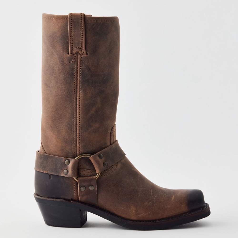 Frye Brown Leather Combat & Moto Boots